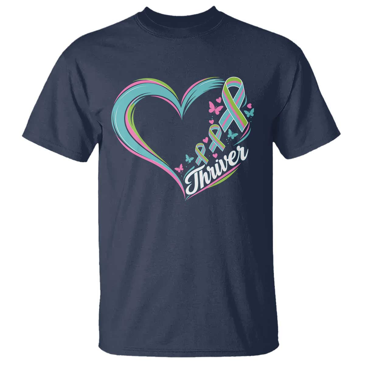 Metastatic Breast Cancer Thriver T Shirt Heart Ribbon Graphic