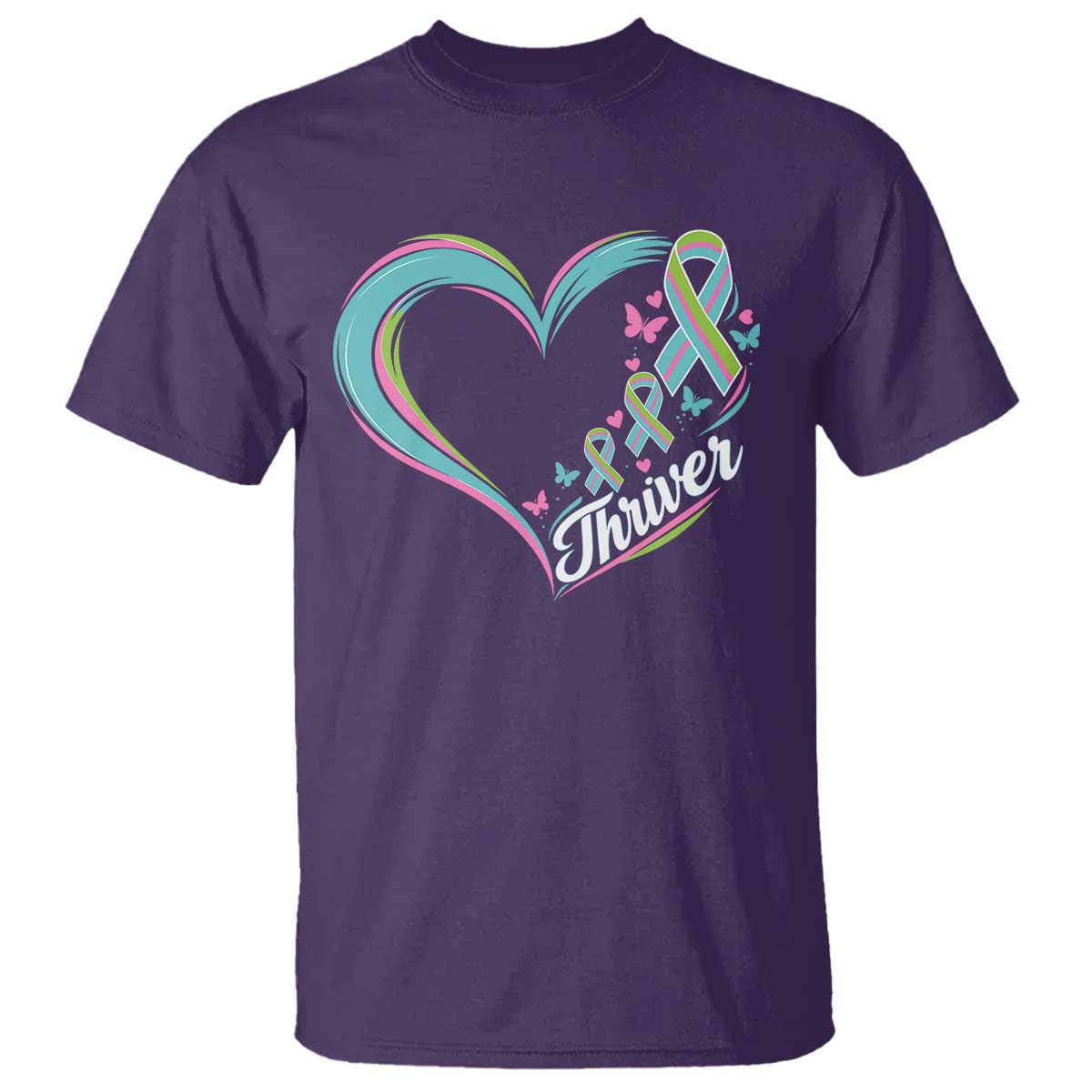 Metastatic Breast Cancer Thriver T Shirt Heart Ribbon Graphic