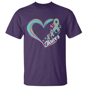 Metastatic Breast Cancer Thriver T Shirt Heart Ribbon Graphic
