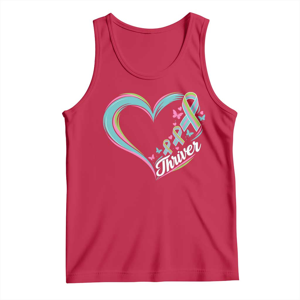 Metastatic Breast Cancer Thriver Tank Top Heart Ribbon Graphic