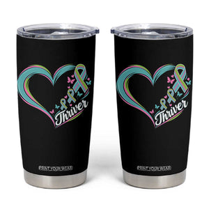 Metastatic Breast Cancer Thriver Tumbler Cup Heart Ribbon Graphic