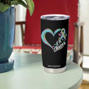 Metastatic Breast Cancer Thriver Tumbler Cup Heart Ribbon Graphic