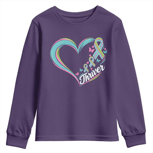 Metastatic Breast Cancer Thriver Youth Sweatshirt Heart Ribbon Graphic