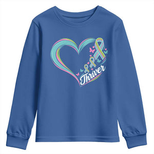 Metastatic Breast Cancer Thriver Youth Sweatshirt Heart Ribbon Graphic