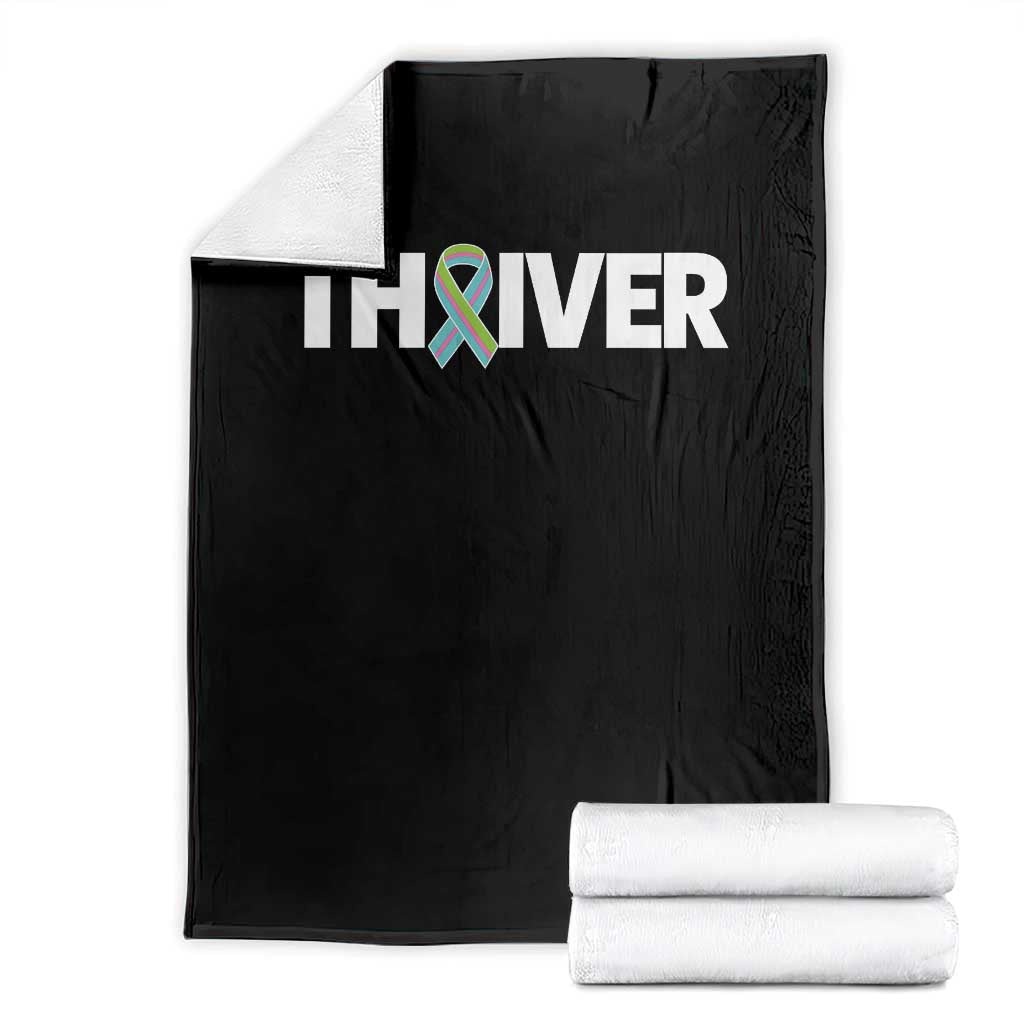 Metastatic Breast Cancer Thriver Throw Blanket Minimalist Ribbon Graphic