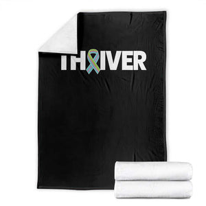 Metastatic Breast Cancer Thriver Throw Blanket Minimalist Ribbon Graphic