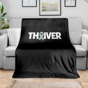 Metastatic Breast Cancer Thriver Throw Blanket Minimalist Ribbon Graphic