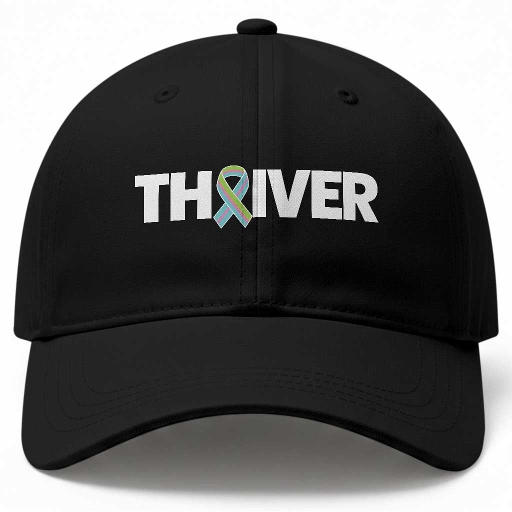 Metastatic Breast Cancer Thriver Baseball Cap Minimalist Ribbon Graphic