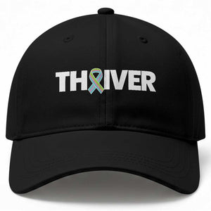 Metastatic Breast Cancer Thriver Baseball Cap Minimalist Ribbon Graphic