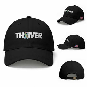 Metastatic Breast Cancer Thriver Baseball Cap Minimalist Ribbon Graphic