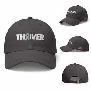 Metastatic Breast Cancer Thriver Baseball Cap Minimalist Ribbon Graphic