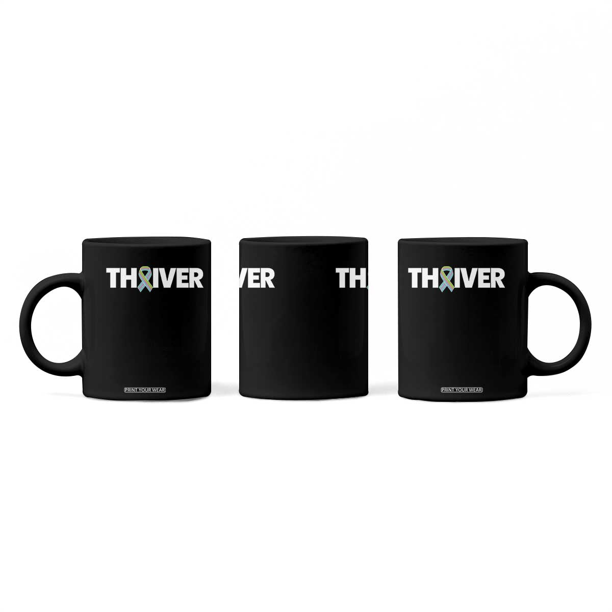 Metastatic Breast Cancer Thriver Coffee Mug Minimalist Ribbon Graphic