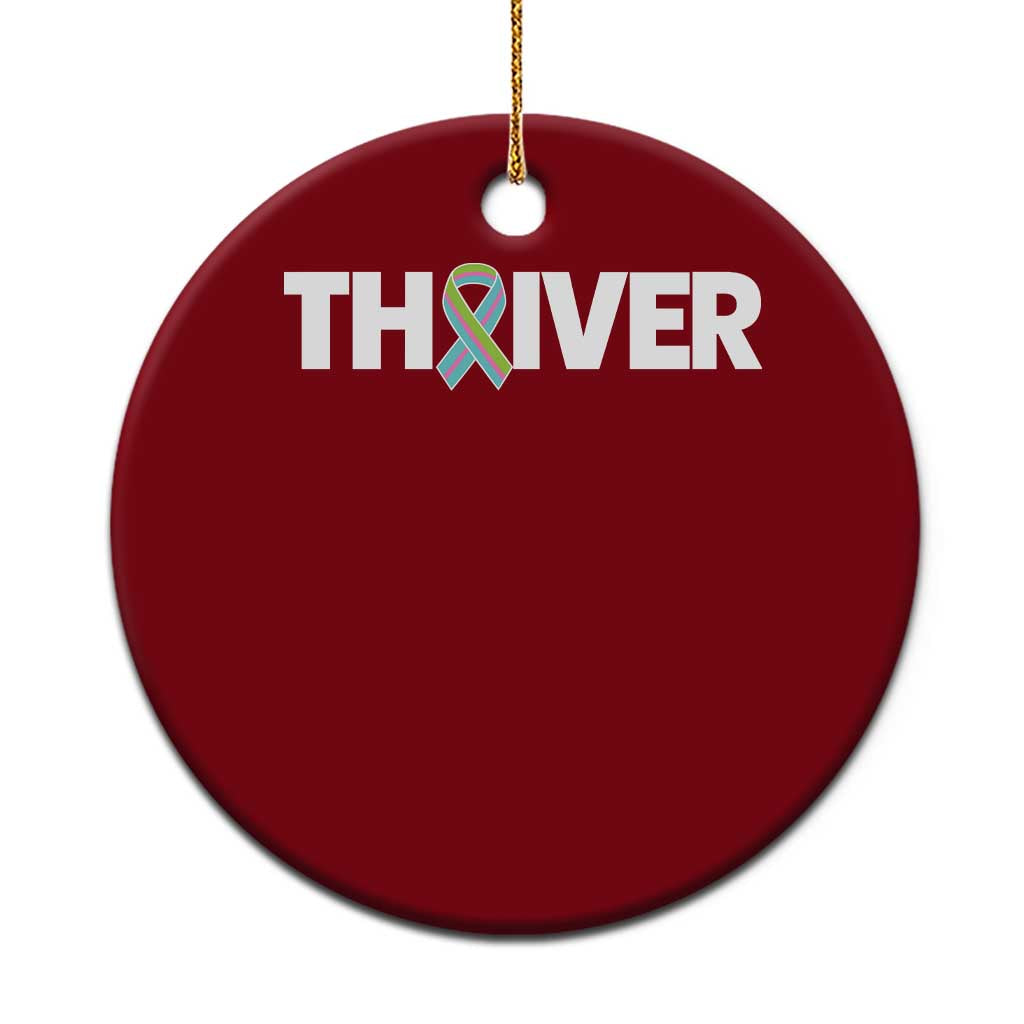 Metastatic Breast Cancer Thriver Ceramic Ornament Minimalist Ribbon Graphic