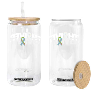 Metastatic Breast Cancer Thriver Glass Can Minimalist Ribbon Graphic
