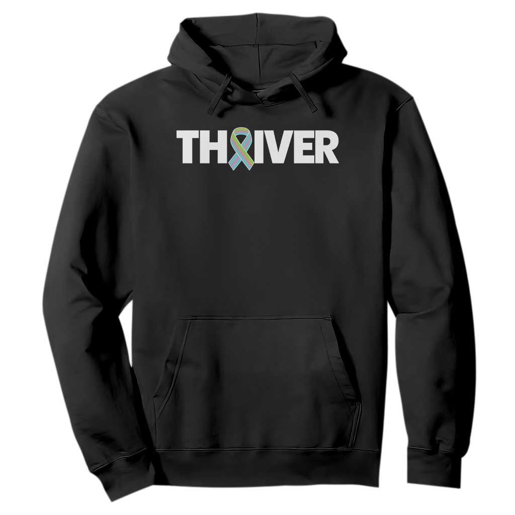 Metastatic Breast Cancer Thriver Hoodie Minimalist Ribbon Graphic