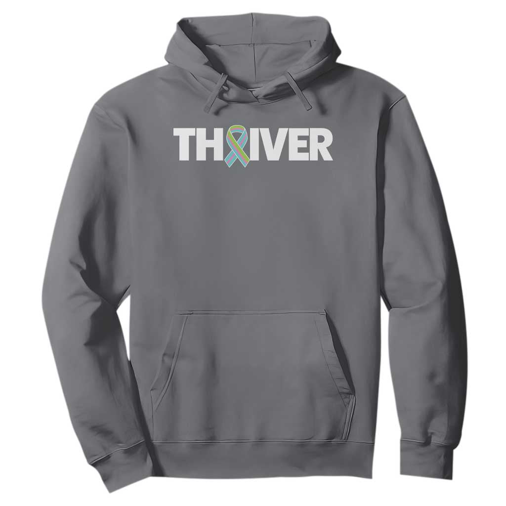 Metastatic Breast Cancer Thriver Hoodie Minimalist Ribbon Graphic