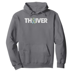 Metastatic Breast Cancer Thriver Hoodie Minimalist Ribbon Graphic