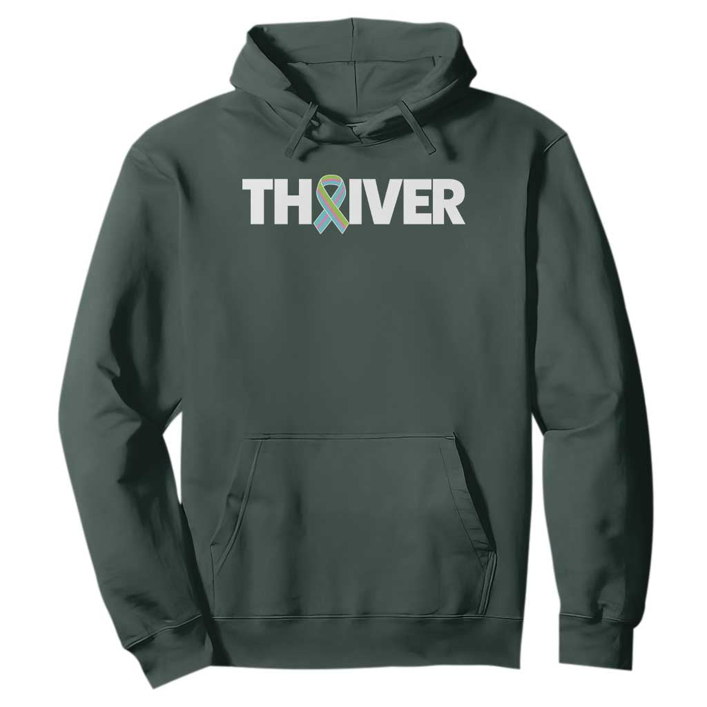 Metastatic Breast Cancer Thriver Hoodie Minimalist Ribbon Graphic