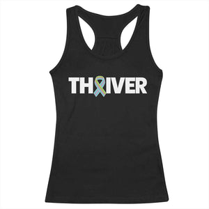 Metastatic Breast Cancer Thriver Racerback Tank Top Minimalist Ribbon Graphic