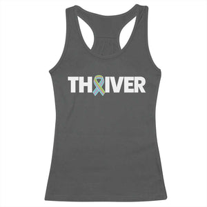 Metastatic Breast Cancer Thriver Racerback Tank Top Minimalist Ribbon Graphic