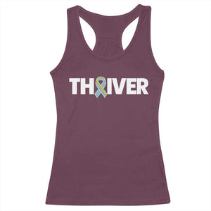 Metastatic Breast Cancer Thriver Racerback Tank Top Minimalist Ribbon Graphic