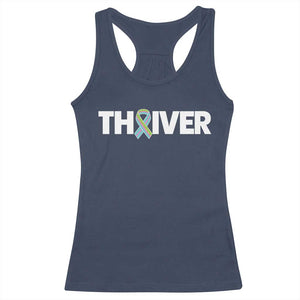 Metastatic Breast Cancer Thriver Racerback Tank Top Minimalist Ribbon Graphic
