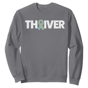 Metastatic Breast Cancer Thriver Sweatshirt Minimalist Ribbon Graphic