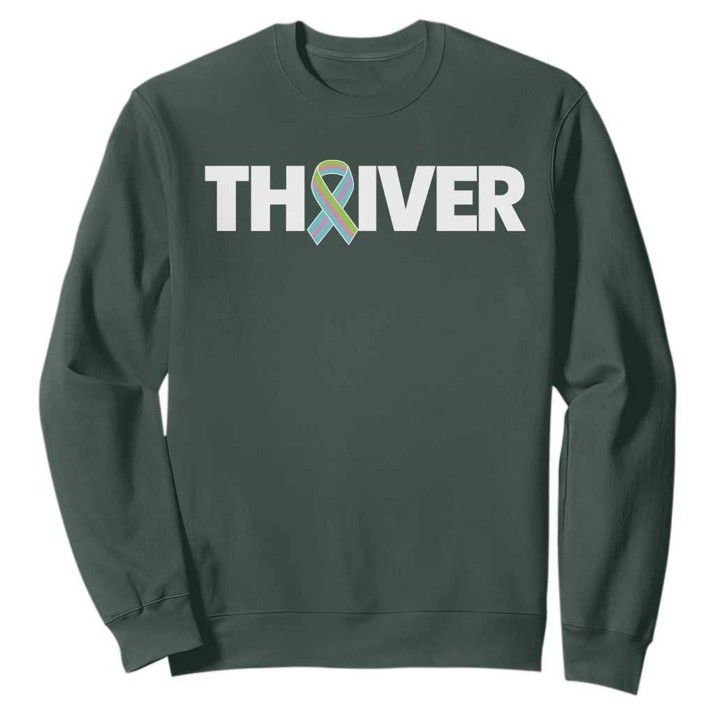 Metastatic Breast Cancer Thriver Sweatshirt Minimalist Ribbon Graphic