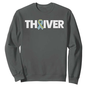 Metastatic Breast Cancer Thriver Sweatshirt Minimalist Ribbon Graphic