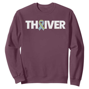 Metastatic Breast Cancer Thriver Sweatshirt Minimalist Ribbon Graphic