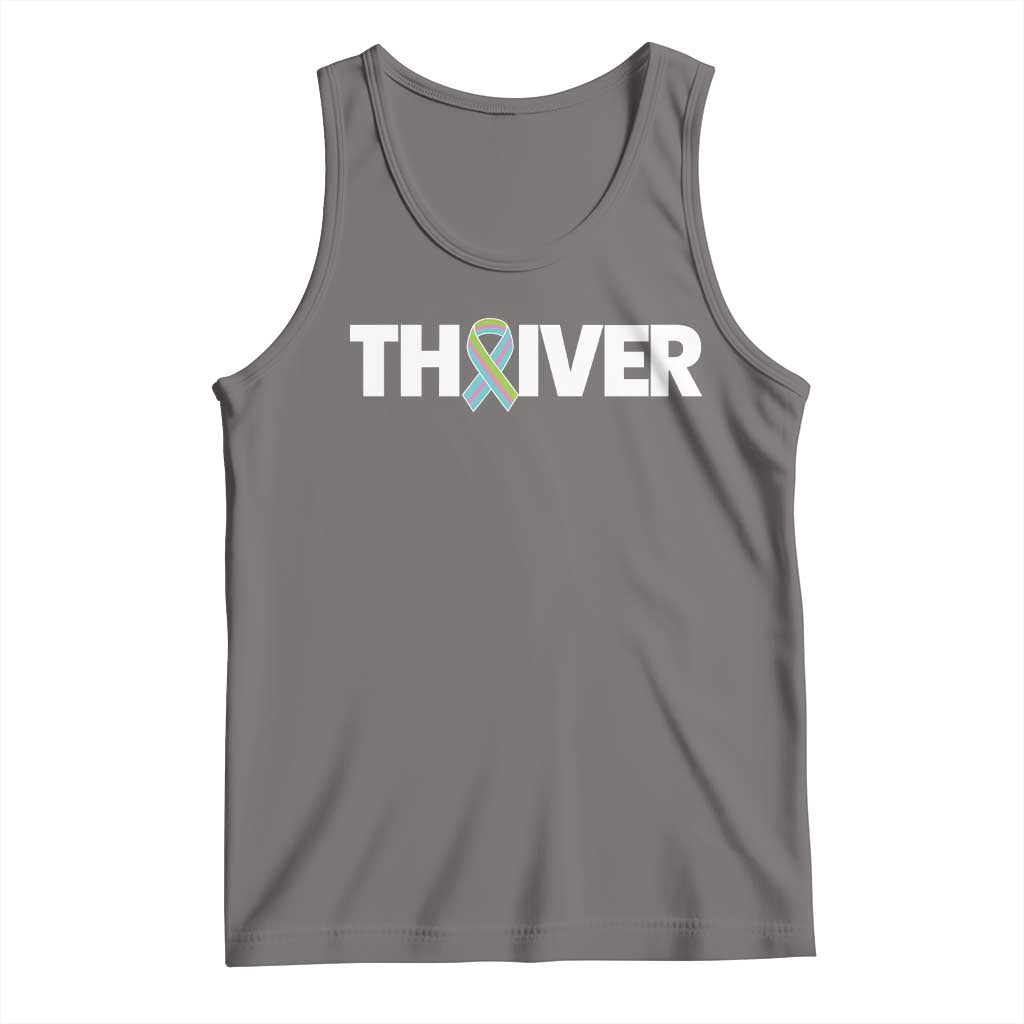 Metastatic Breast Cancer Thriver Tank Top Minimalist Ribbon Graphic