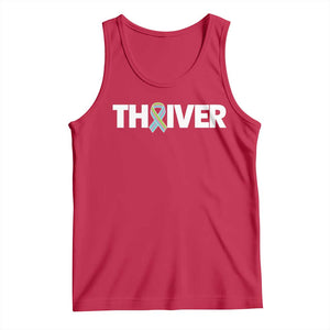 Metastatic Breast Cancer Thriver Tank Top Minimalist Ribbon Graphic