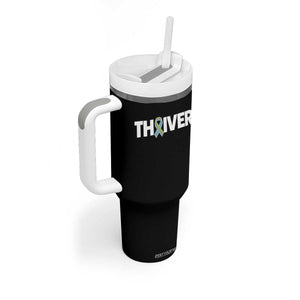 Metastatic Breast Cancer Thriver Tumbler With Handle Minimalist Ribbon Graphic