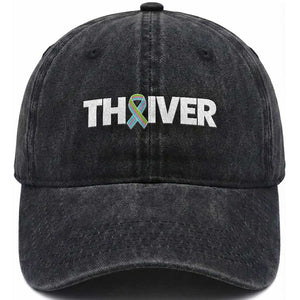 Metastatic Breast Cancer Thriver Washed Cotton Baseball Cap Minimalist Ribbon Graphic