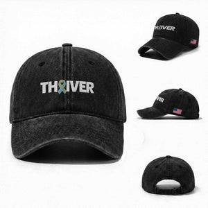 Metastatic Breast Cancer Thriver Washed Cotton Baseball Cap Minimalist Ribbon Graphic