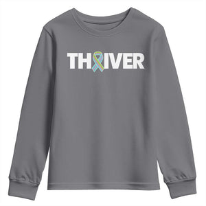 Metastatic Breast Cancer Thriver Youth Sweatshirt Minimalist Ribbon Graphic