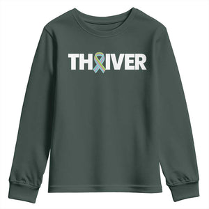 Metastatic Breast Cancer Thriver Youth Sweatshirt Minimalist Ribbon Graphic