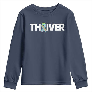 Metastatic Breast Cancer Thriver Youth Sweatshirt Minimalist Ribbon Graphic