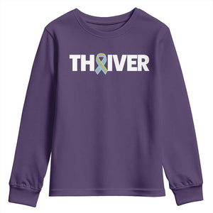 Metastatic Breast Cancer Thriver Youth Sweatshirt Minimalist Ribbon Graphic