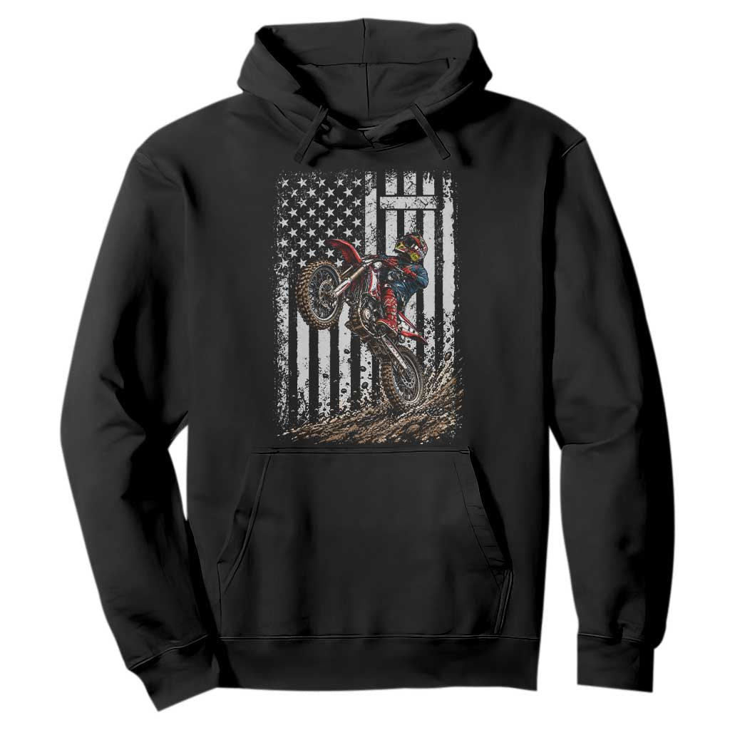 Dirt Bike Christian Cross American Flag Hoodie Distressed Motocross Faith Off Road Motocross Wheelie