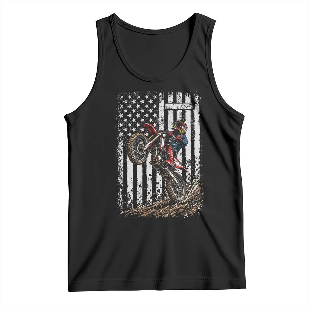 Dirt Bike Christian Cross American Flag Tank Top Distressed Motocross Faith Off Road Motocross Wheelie