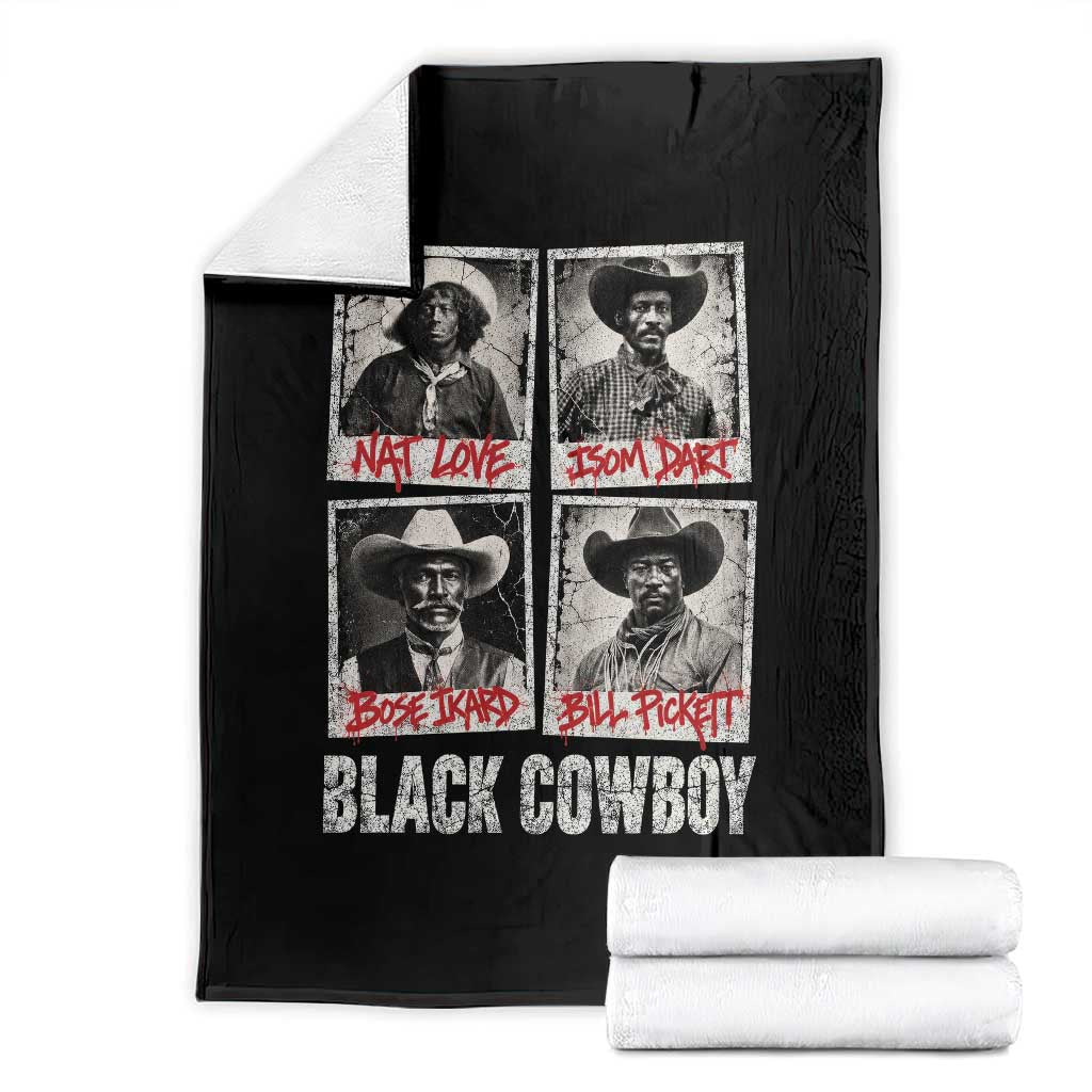 Black Cowboy Western Rodeo Melanin Black History Throw Blanket Nat Love Bill Pickett Vintage Graphic