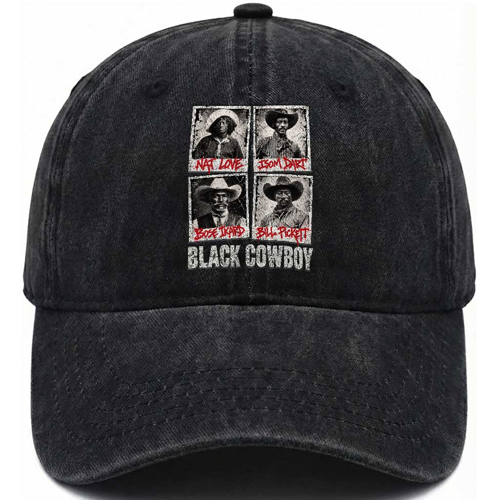 Black Cowboy Western Rodeo Melanin Black History Washed Cotton Baseball Cap Nat Love Bill Pickett Vintage Graphic