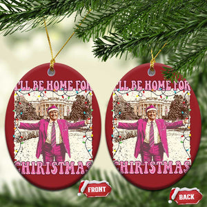 Trump Pink Christmas Ornament I'll Be Home For Christmas Santa Pajamas TS10 Oval Red Print Your Wear