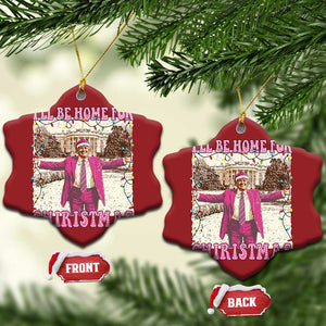 Trump Pink Christmas Ornament I'll Be Home For Christmas Santa Pajamas TS10 Snow Flake Red Print Your Wear