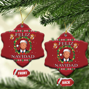 Mexico Xmas Trump Christmas Ornament Feliz Navidad Funny Trump Santa Ugly Christmas TS10 Snow Flake Red Print Your Wear