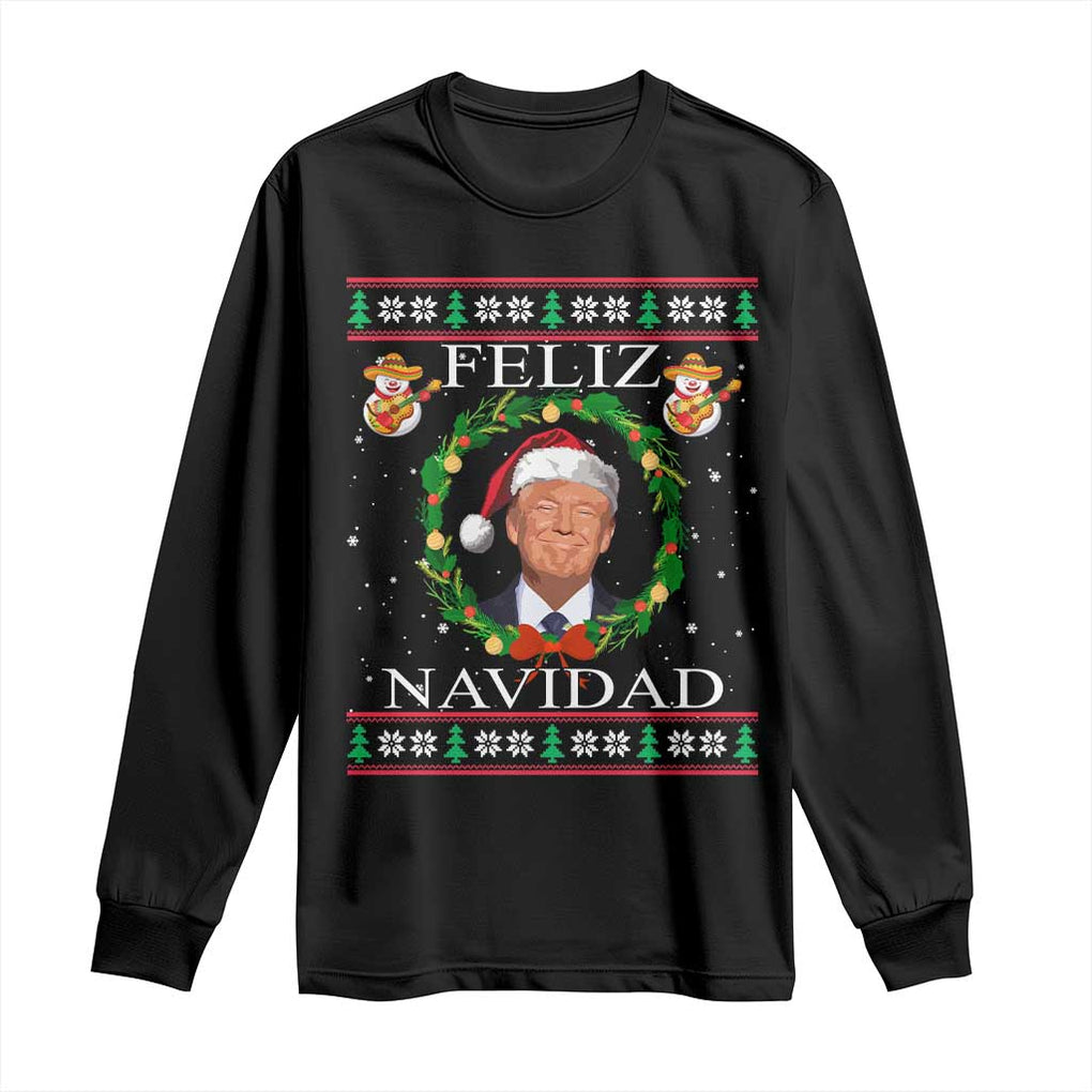 Mexico Christmas Trump Long Sleeve Shirt Feliz Navidad Funny Trump Santa Ugly Christmas TS10 Black Print Your Wear