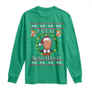 Mexico Christmas Trump Long Sleeve Shirt Feliz Navidad Funny Trump Santa Ugly Christmas TS10 Irish Green Print Your Wear