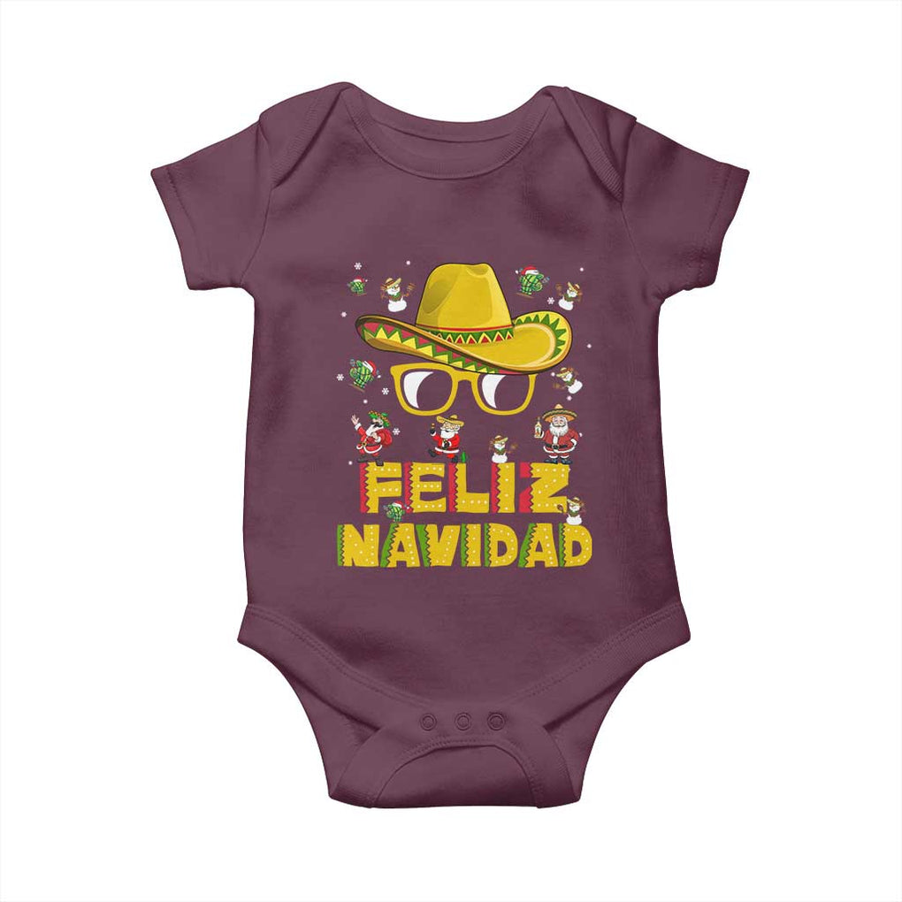Mexico Christmas Baby Onesie Feliz Navidad Sombrero TS10 Maroon Print Your Wear