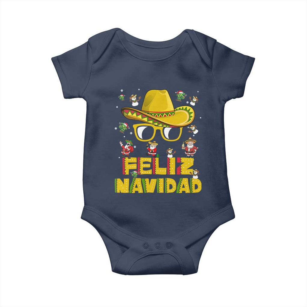 Mexico Christmas Baby Onesie Feliz Navidad Sombrero TS10 Navy Print Your Wear